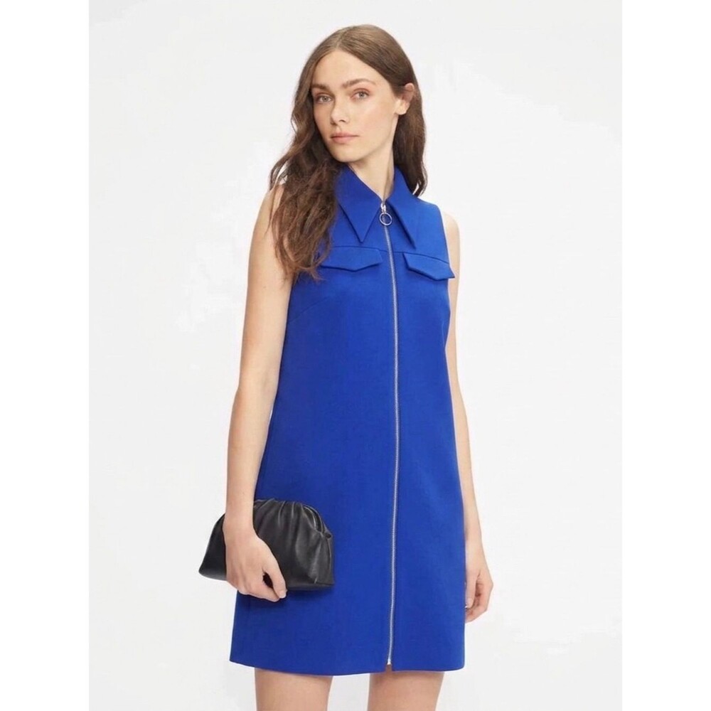New Ted Baker 60's Aline Shift Mini Dress Size 1 Blue Office Business Wear